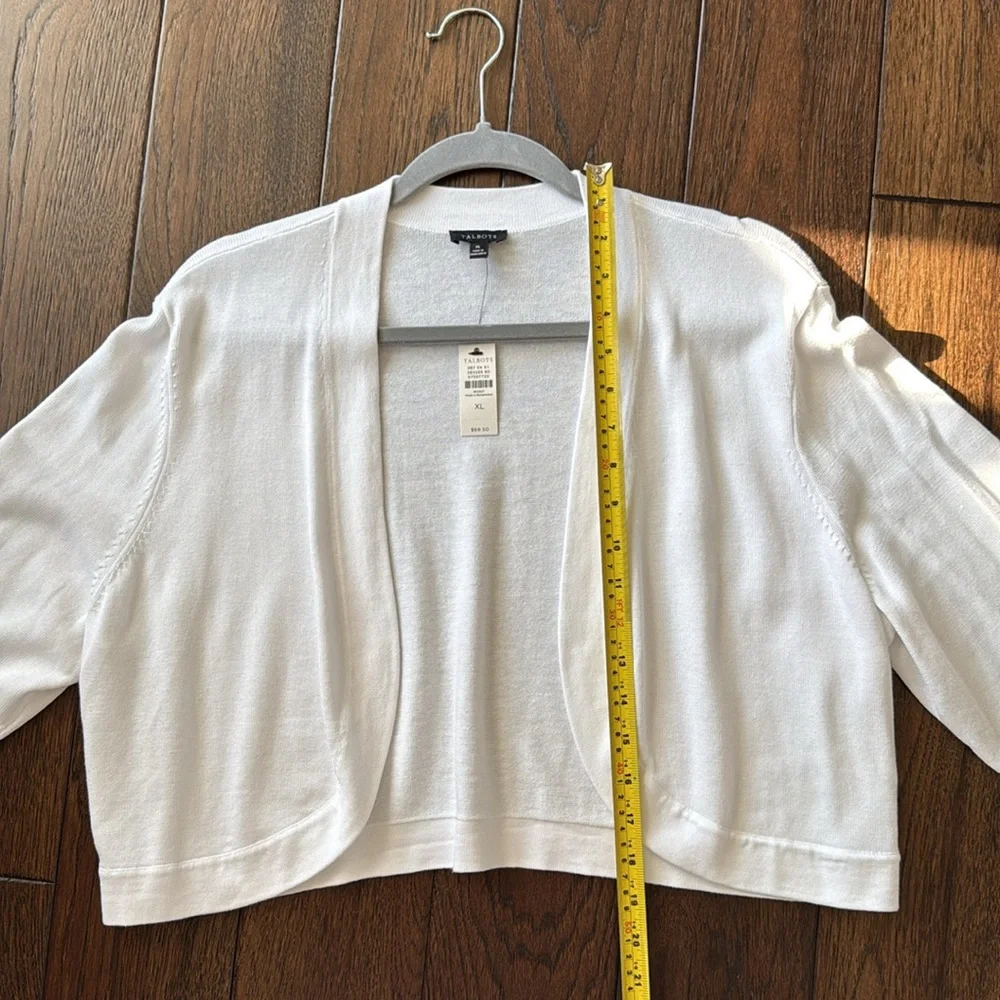 NWT Talbots Women's White Open-Front Cropped Cardigan Sweater- Size XL - Picture 7 of 8